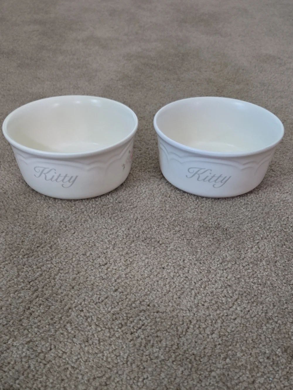 2 Pfaltzgraff Tea Rose Kitty Food And Water Bowls